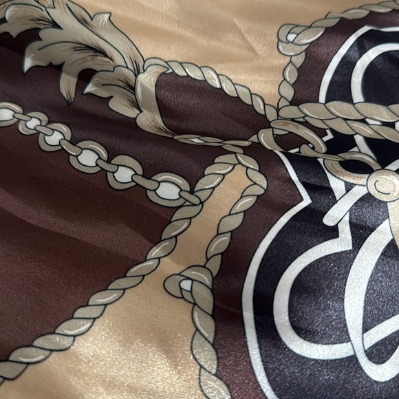 DENNIS BASSO Brown Gold Top Chain Rope Tassel size 1X Scarf Shawl Accessory - Picture 8 of 8